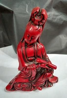 chinese handmade red resin sculpture guanyin bodhisattva buddha