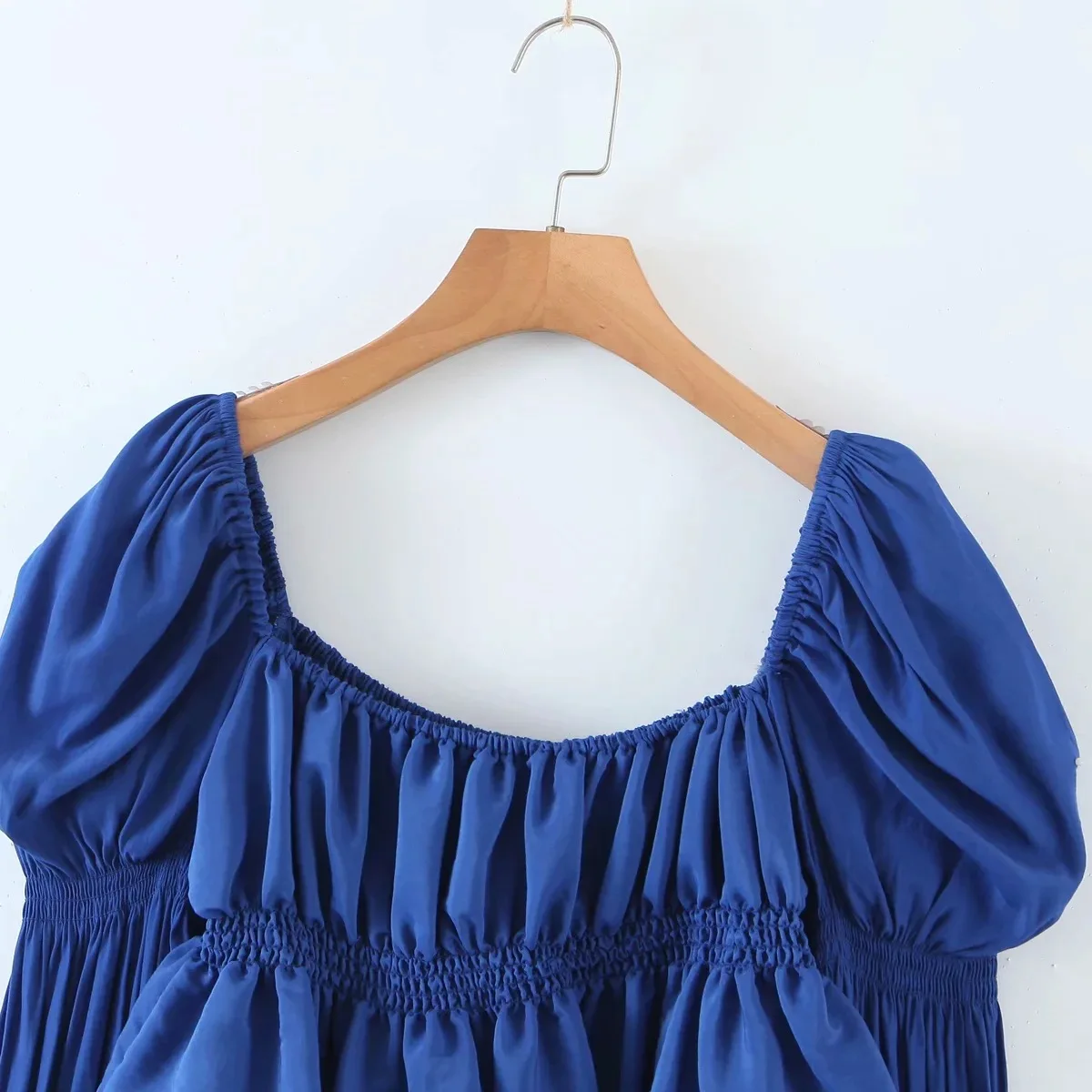 

Fashion Women 2021 Autumn Long Sleeve Crop Tops Flare Sleeve Vintage Sweet Blouse Lady Square Collar T Shirt Ropa Mujer