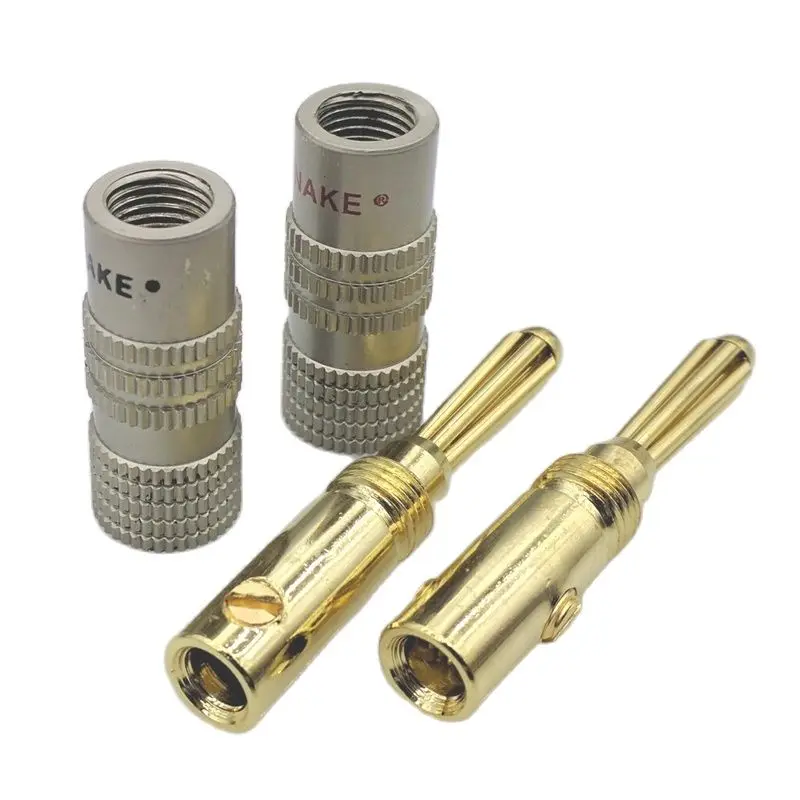 Позолоченный 4 мм разъем типа &quotбанан&quot для динамика медь штекер &quot банан&quot