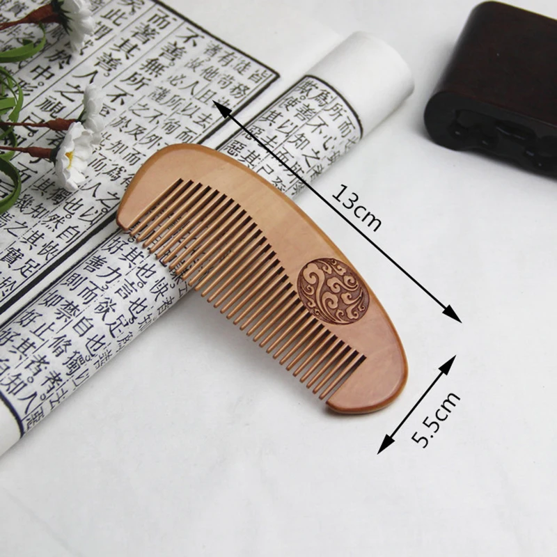 Антистатическая расческа из персикового дерева для зубов с натуральным массажем