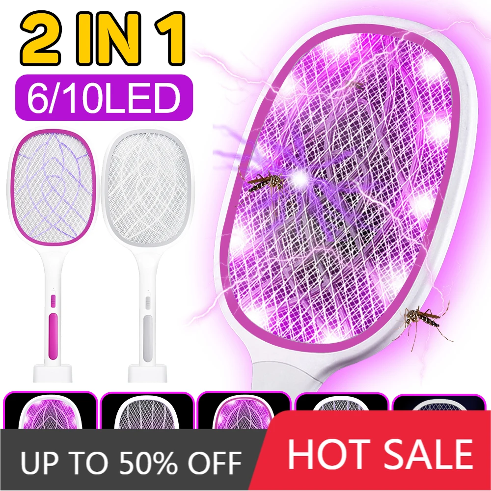 

3000V Electric Flies Swatter Killer with UV Light USB Rechargeable LED Lamp Summer Mosquito Trap Racket Anti Insect Bug Zapper