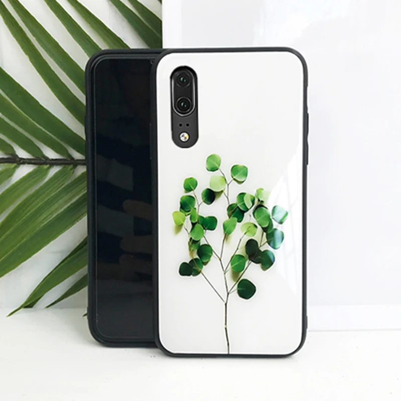 Чехол из стекла для Samsung Galaxy A10 A20 A30 A40 A50 A60 A70 жесткий чехол с зелеными растениями A80