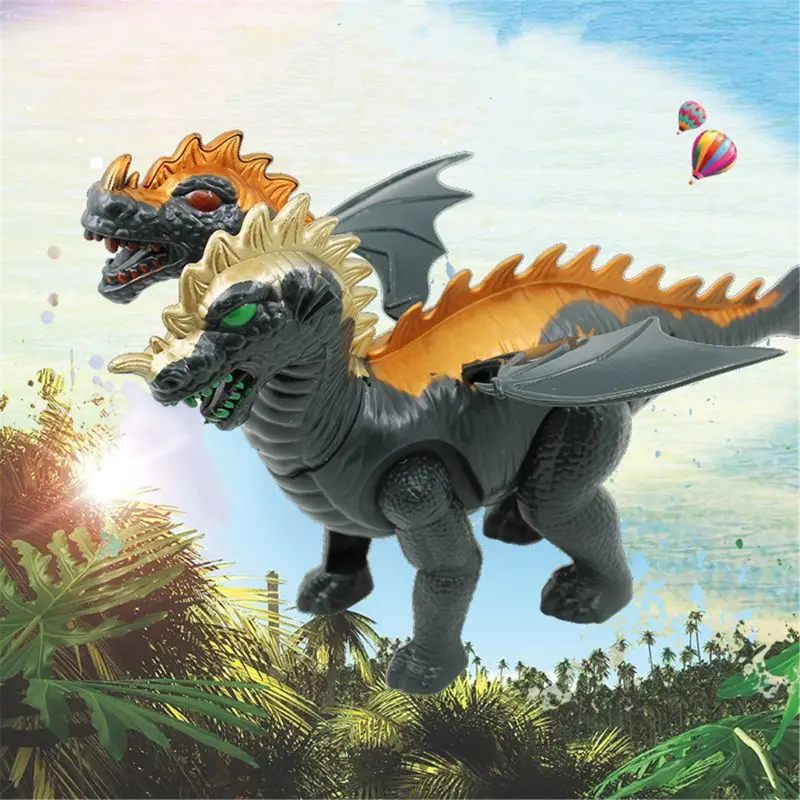 

Two Head Electric Light Sound Dinosaur Toys Boy Toy Gift Jurassic