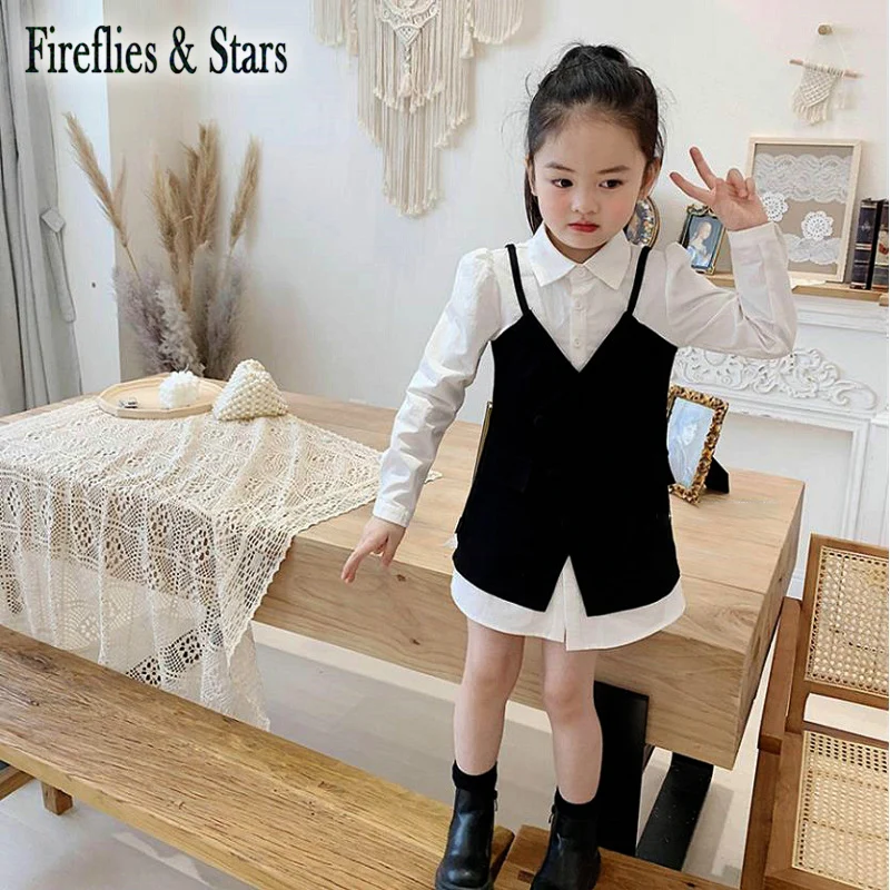 Весенне-осеннее платье-блузка для девочек длинная рубашка малышей Топы детей