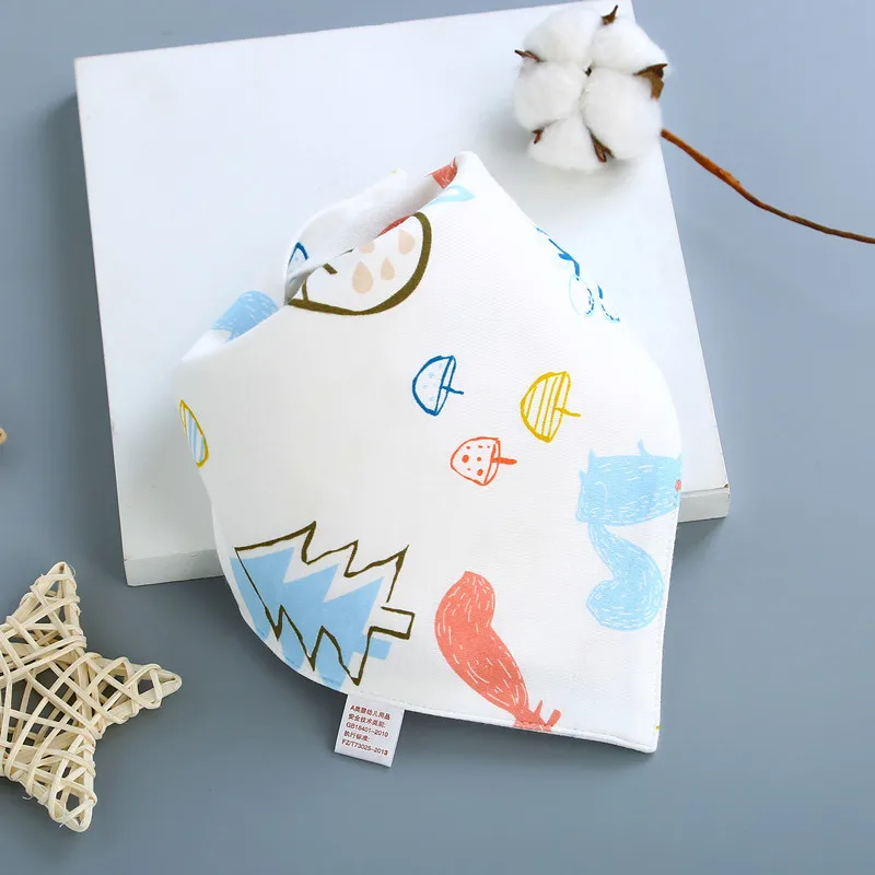 Babero de toalla para Saliva para beb&eacute;, ni&ntilde;o y ni&ntilde;a, toalla de alimentaci&oacute;n infantil, Bandana de algod&oacute;n peinado, pa&ntilde;uelo para el hogar con patr&oacute;n de dibujos animados, 1 unidad-4