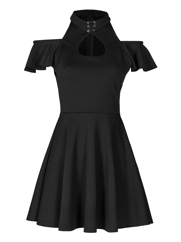 Повседневные платья трапециевидной формы с коротким рукавом в готическом стиле