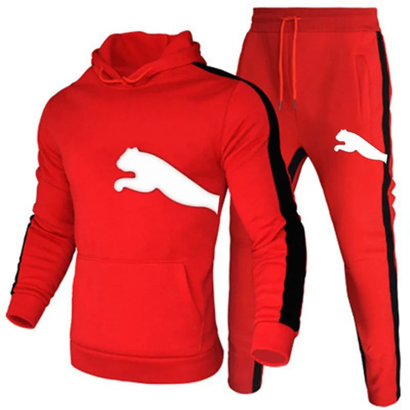 

Men's casual running sportswear suit sweatshirt/sports pants Puma fitness training hoodie and pants 2pcs/set for men jogging
