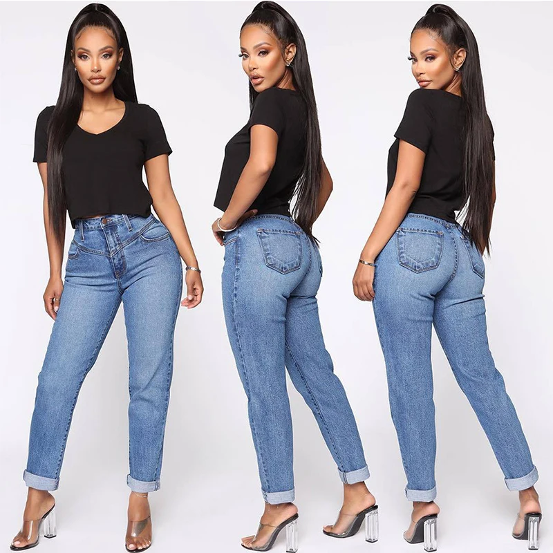 

Blue High Waist Trousers Wide-Leg Jeans Women'S Vintage Straight Fashion Casual Jogging Femme Streetwear Joker Female Jean Pants