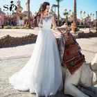Свадебное платье в стиле бохо, белое Тюлевое свадебное платье А-силуэта с коротким рукавом, кружевное свадебное платье принцессы с аппликацией, винтажное свадебное платье