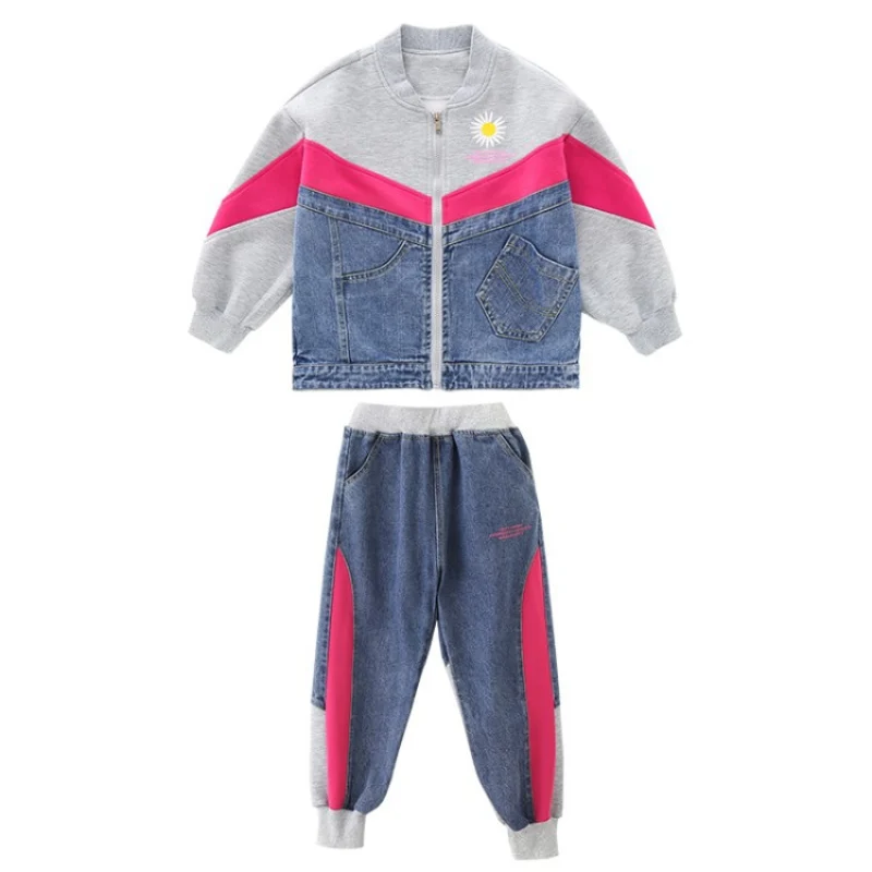

Girls Suit Coat +Pants 2Pcs/Sets2021 Cardigan Spring Autumn Teenagers Outwear Kids Cotton Tracksuit Sport Suits Children Clothi