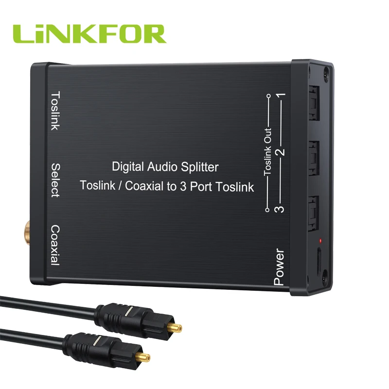 

Коаксиальный переключатель LiNKFOR Toslink, 3-сторонний цифровой аудиосплиттер, коаксиальный на преобразователь Toslink, 2 входа, 3 выхода, сплиттер