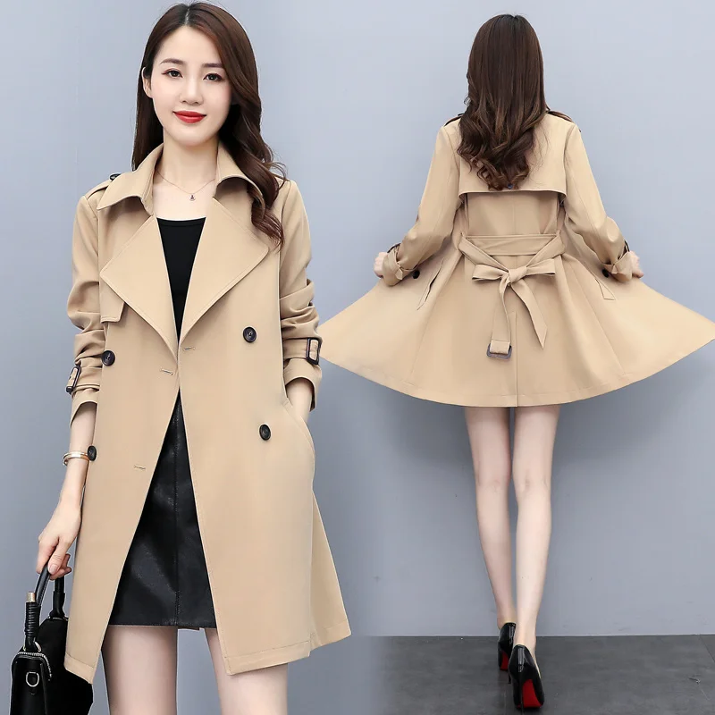 

Осень 2021 одежда в Корейском стиле простой изящный и модный однотонный плащ с завязкой