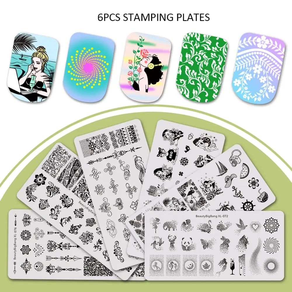6Pcs Vine Animals Design Rectangle Nail Art Stamping Plates Set BBBXL-071/072/073/074/075/076 | Красота и здоровье