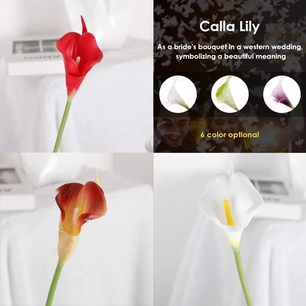 

Bride Bouquet Simulation Fake Flower Mini PU Calla Lily Artificial Flowers Photography Props Home Party Wedding Decoration