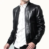 high quality mens genuine natural sheepskin leather casual coat male short jacket spring autumn fall clothing black xxxxxl 5xl