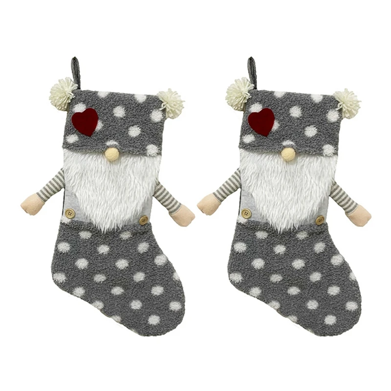 

Christmas Stockings, Faceless Elderly Home New Year Fireplace Candy Gift Bag Christmas Tree Decoration