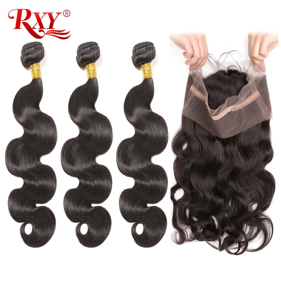 Предварительно сорванные 360 Кружева Фронтальные с пучками малазийские волнистые