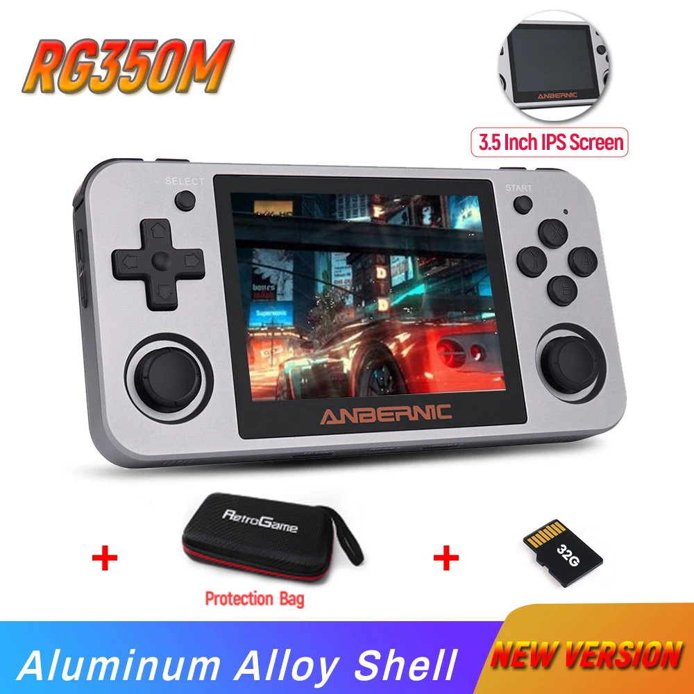 Billig RG350M Retro Spiel Konsole RG350 Aluminium Legierung Shell Video Spiele Konsole 3,5 Inch IPS Bildschirm PS1 Spiel Player Linux System RG350
