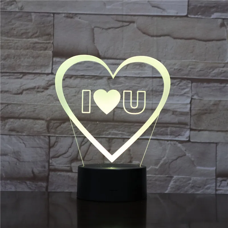 Красочная 3D лампа-голограмма I LOVE YOU акриловый USB-светильник светодиодный