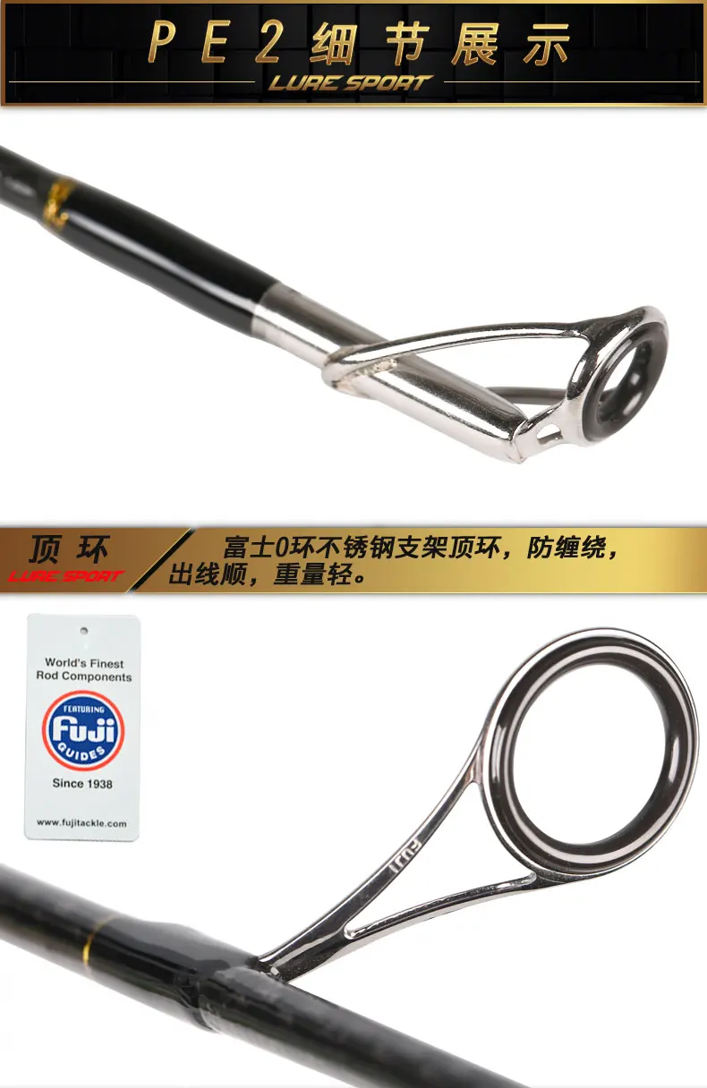 LURESPORT медленное отжимное удилище 2,1 м X поперечные Углеродные направляющие FUJI Катушка для спиннинга 60-260 г PE2-4 1,5 секционная лодочная удочка