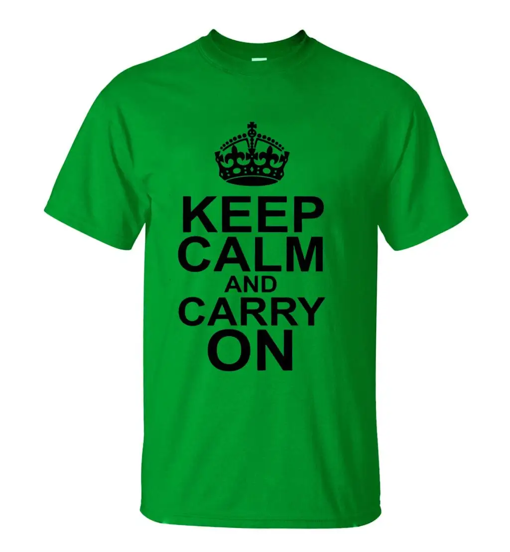 T Shirt Keep Calm And Carry On Tshirt Letters Printed Men Shirts Summer Black White Cotton Tee T-Shirt Mens Tops Tees Tshirts | Мужская