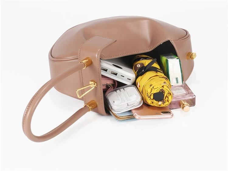 Burminsa Elegant Spherical Cow Genuine Leather Bags Women Small Designer Handbags High Quality Luxury Ladies Tote Bags NEW