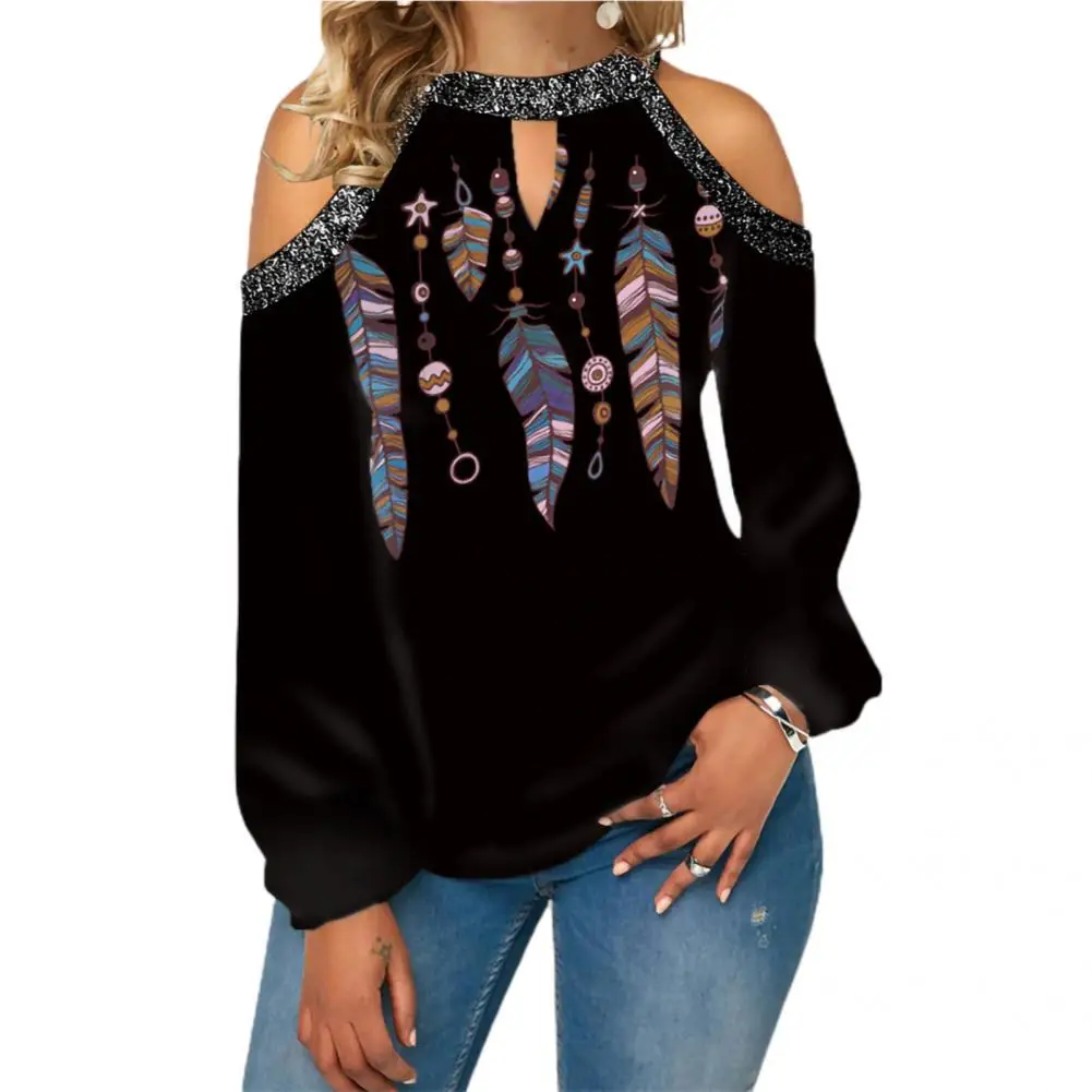 

Popular Women Blouse Halter Top Floral Print Ladies Bottoming Shirt All Match Loose Blouse