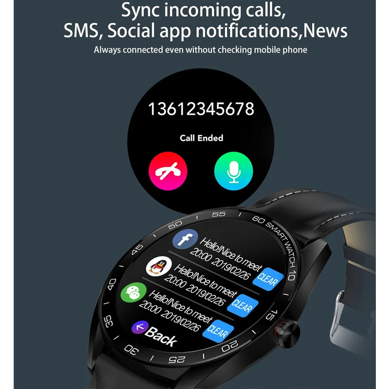 K7 Смарт часы Полный сенсорный экран Bluetooth Вызов пульсометр Шагомер Smartwatch для мужчин подключение Android IOS pk k88hplus