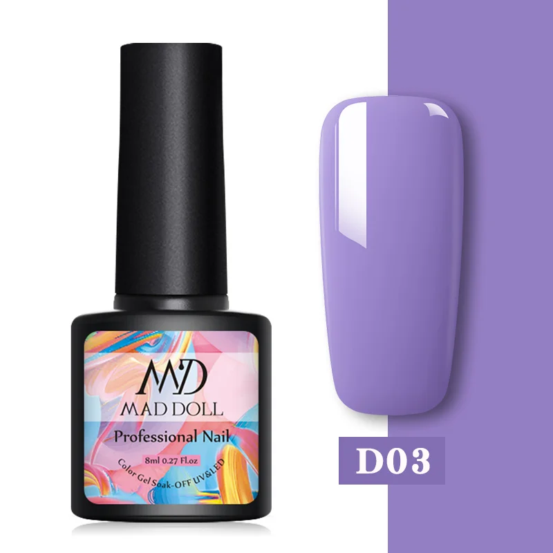 31-D03 MAD DOLL, 8 мл, 60 цветов, Гель-лак для ногтей, розовый, красный, зеленый, чистый цвет для ногтей, отмачиваемый УФ-Гель-лак, лак для маникюра, Гель-лак - Цвет: 31-D03