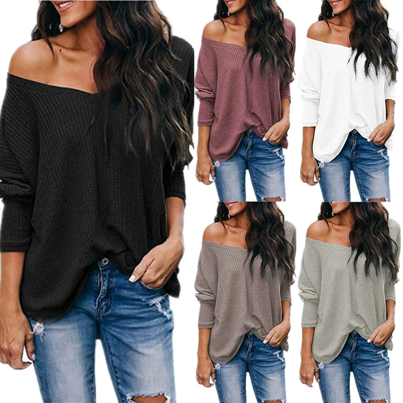 Vertvie Женская туника с v образным вырезом рубашки Хенли вязаный Повседневный