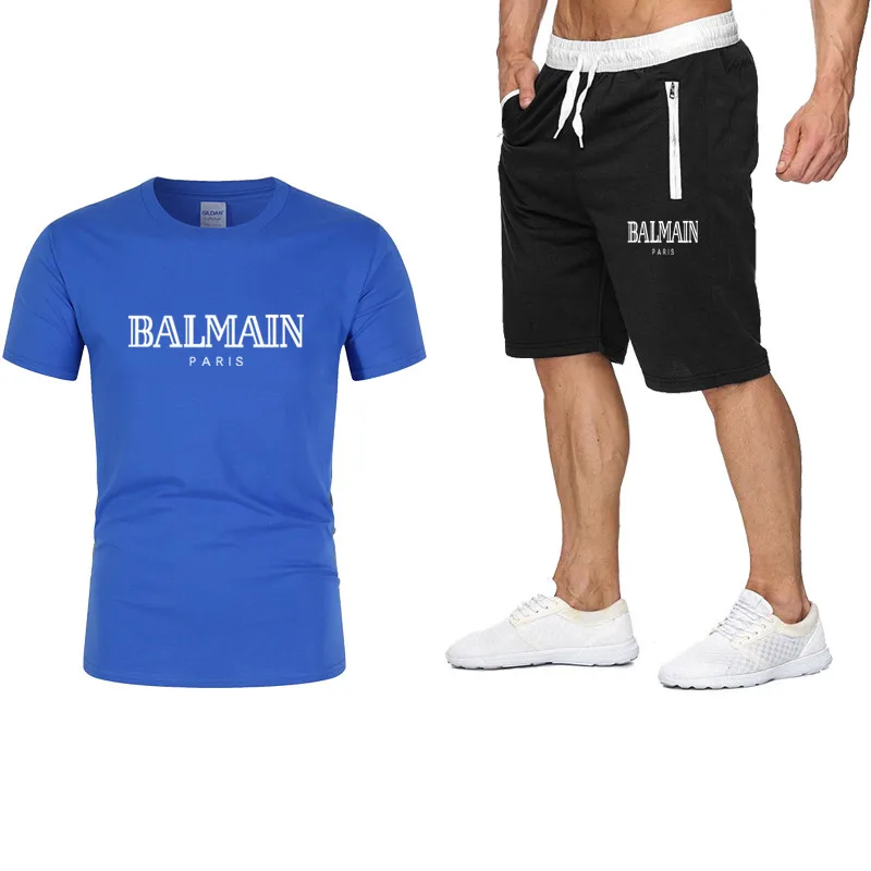 

Men's sports t-shirt and shorts suit high-quality cotton t-shirt jogging sports suit 2021 summer new