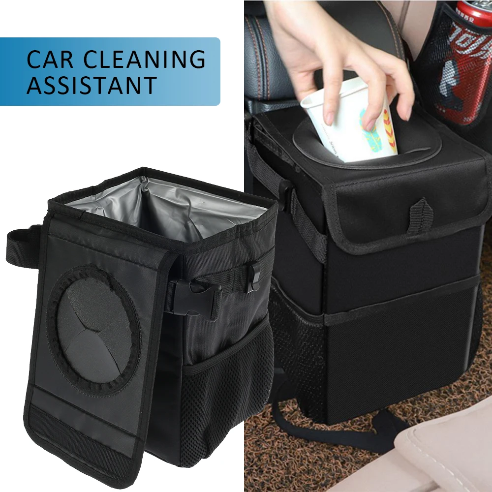 

Waterproof Car Trash Can Bin Auto Car Accessories Organizer Garbage Dump For Trash Can Cars Storage Pockets Closeable Portable