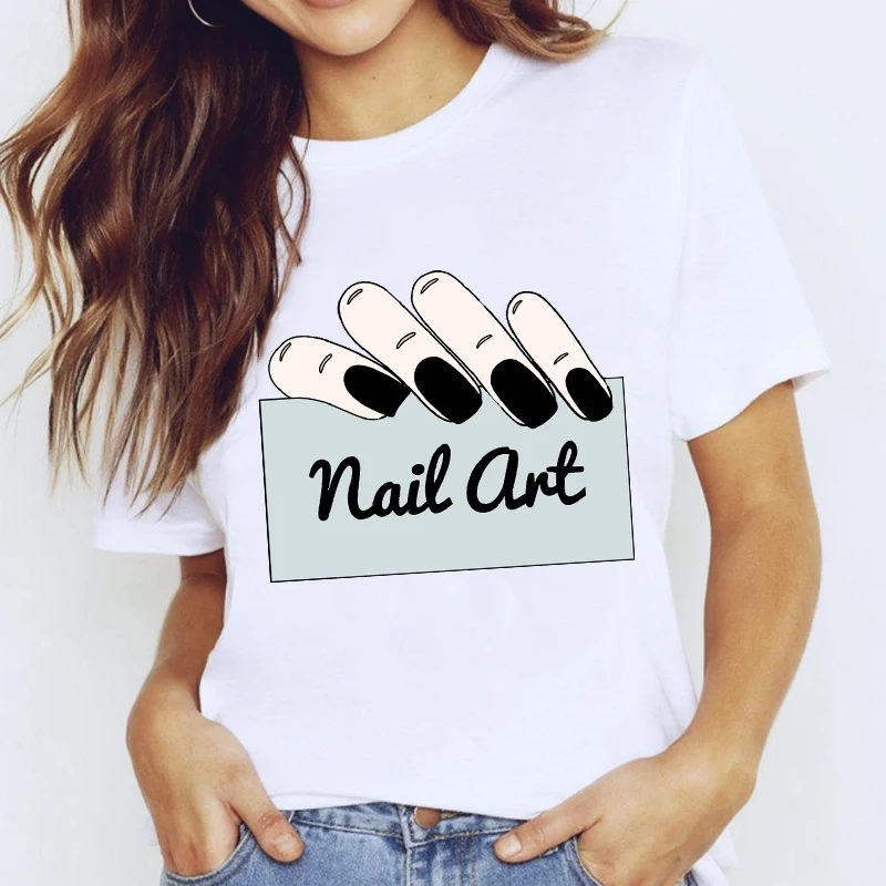 

Clothes Fingernail Nail Art Clothing Print Lady Graphic T Shirt Female Tee T-Shirt T-shirts Top for Women Cartoon Kawaii