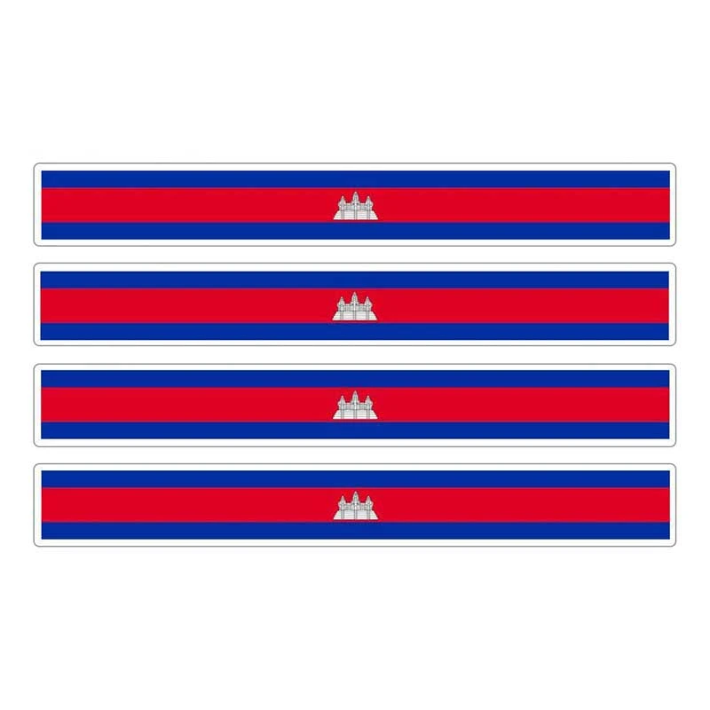 

4pcs Patriotic Stickers Flag Stripes Vinyl KK PVC 13cm X 1.7cm Car Window Motorcycle Decoration Tuning Cambodia Car Stickers