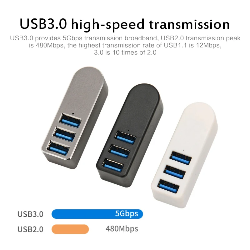 Новый usb хаб USB 3 0 вращающийся 90/180 ° сплиттер адаптер 4 порта скорость мини