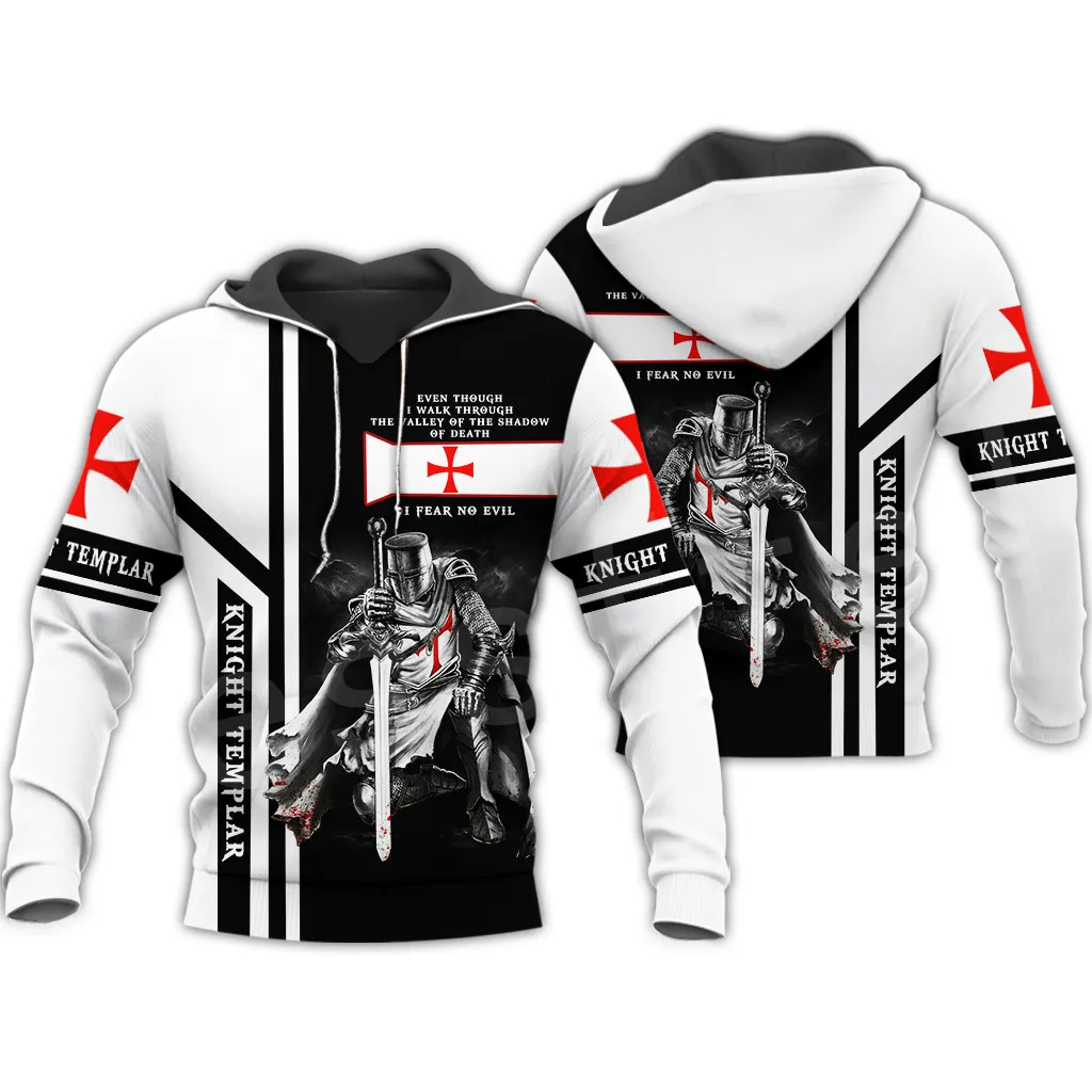 

2021 mais novo knights templar 3d impresso hoodies dos homens moda casual diário camisolas personalidade pulôver jaqueta preta
