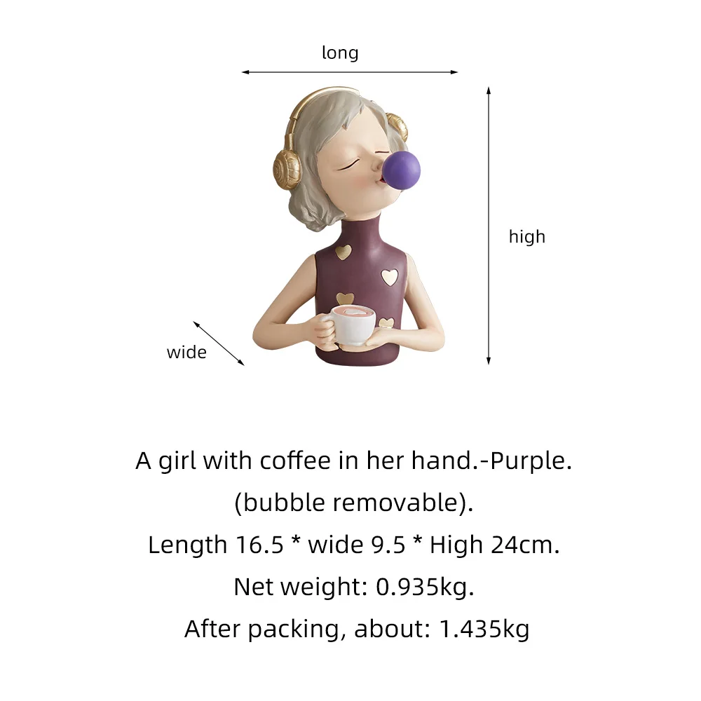 

Nordic Home Decoration Bubble Girl Furnishings Fruit Plate Resin Character Model Bedroom Decor Accessories Living Room Gifts