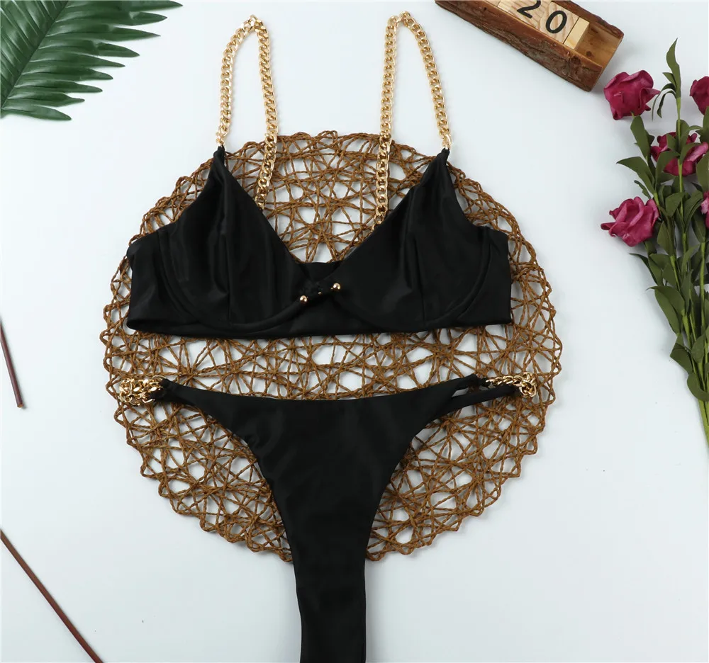 

Women Bandeau Bandage Bikini Set Push-Up Brazilian Swimwear Beachwear Swimsuit Vitality Sexy Bikinis Solid Push Up Bikini 2021
