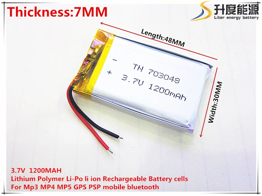 3 7 V 1200mAh 703048 литий-полимерный литий-ионный аккумулятор для Mp3 MP4 MP5 GPS Мобильный