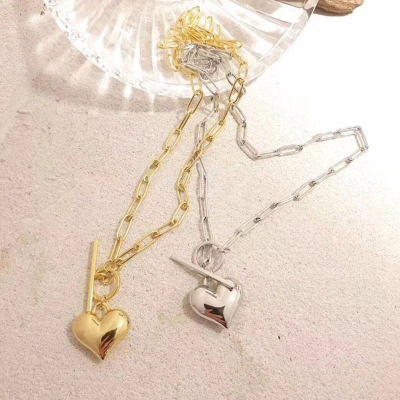 

Fashion Metal Heart Small Pendant Necklace Gold Silver Color Bijoux Collier Valentine's Elegant Women Jewelry Gifts Dropshipping