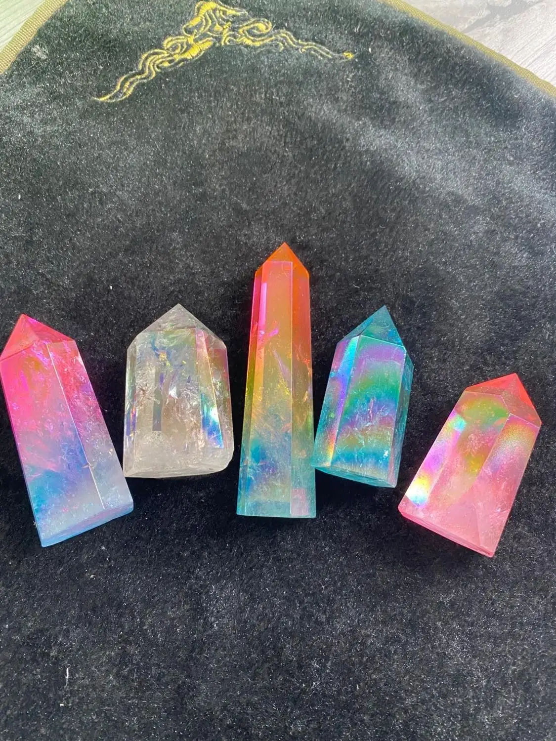 5 шт. аура кварцевая башня титановые кристаллы точечные камни Wicca целебный