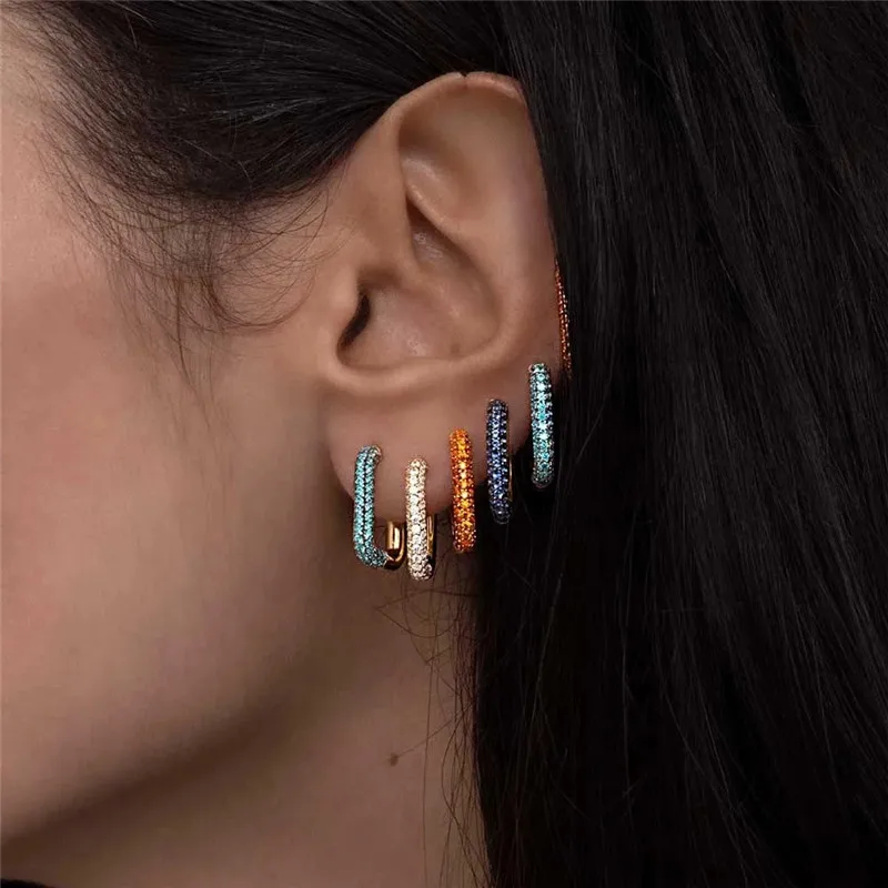 

1:1 Copy 925 Sterling Silver Earrings Rectangle Earring Multi Color Mono Hoop Earrings Rainbow Star Earrings Jacket with Logo