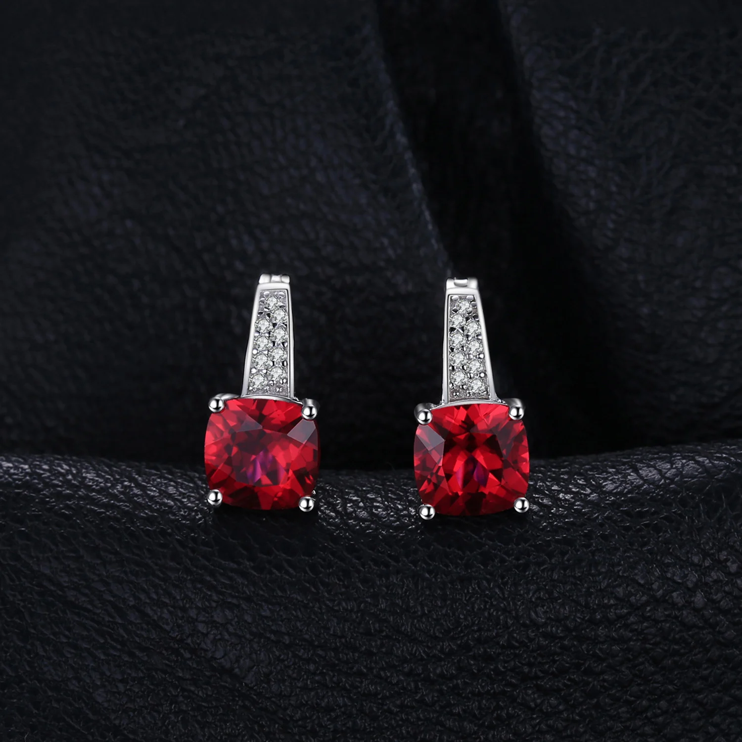 JewelryPalace Подушки 4.6ct Создан Красный Рубин Клип На Серьги Серьги Стерлингового Серебра 925 Изысканные Ювелирные Изделия для Модных Женщин
