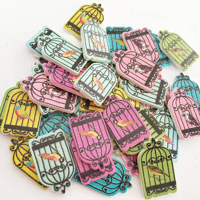 

Creative DIY Handmade Accessories Painted Cartoon Wooden Buttons