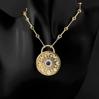 july new s925 sterling silver romanesque design sun and moon shine hang tag necklace luxury jewelry for ladies of monaco