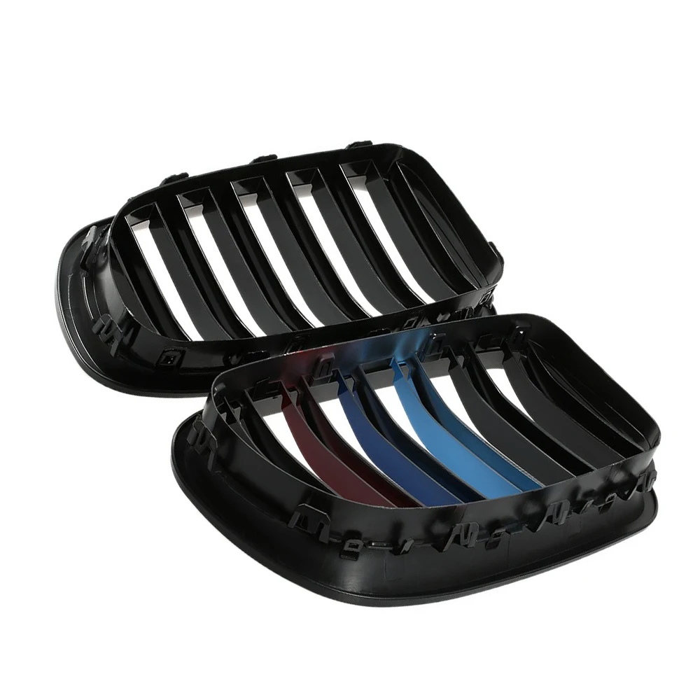 

A Pair Racing Grills Dual Slat Style Front Kidney Grill Grille For BMW F10 F11 F18 520i 525i 530i 535i 2010-2017 Car Styling