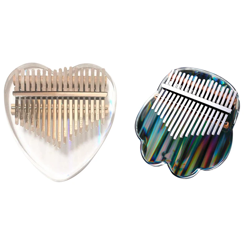 

Цветное пианино для большого пальца Kalimba, 17 клавиш, портативное акриловое пианино для пальцев Kalimba с кристаллами, для детей и начинающих