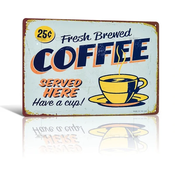 

Ретро-художественный плакат «Свежий пивный кофе», винтажные металлические декоративные тарелки для кафе, жестяные металлические настенны...