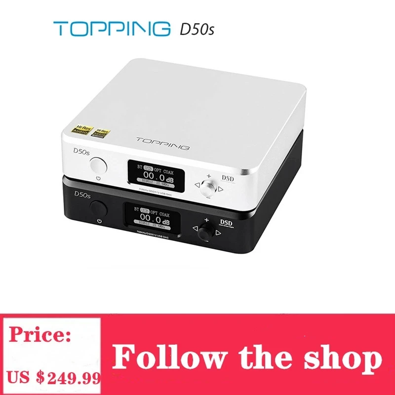 Аудиоплеер TOPPING D50s Hi Fi декодер ES9038Q2M * 2 DAC Bluetooth 5 0 LDAC D50 DSD512 32 бит/768 кГц с высоким