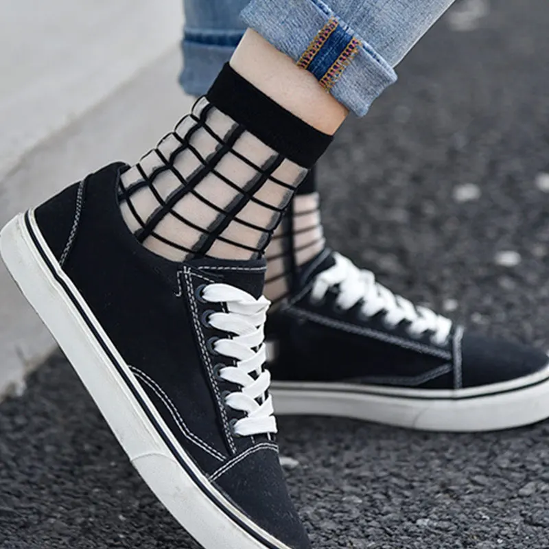 

High 5 Pairs Fashion Mesh Transparent Socks for Women Comfortable Breathable Thin Fishnet See Through Ankle Sock DOG88